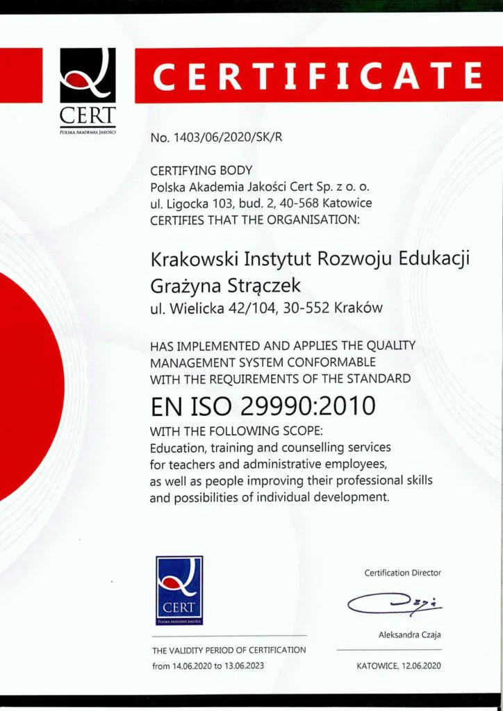 Certyfikat ISO dla KIRE